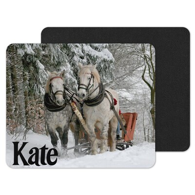 Horses Pulling Sleigh Custom Personalized Mouse Pad - image1